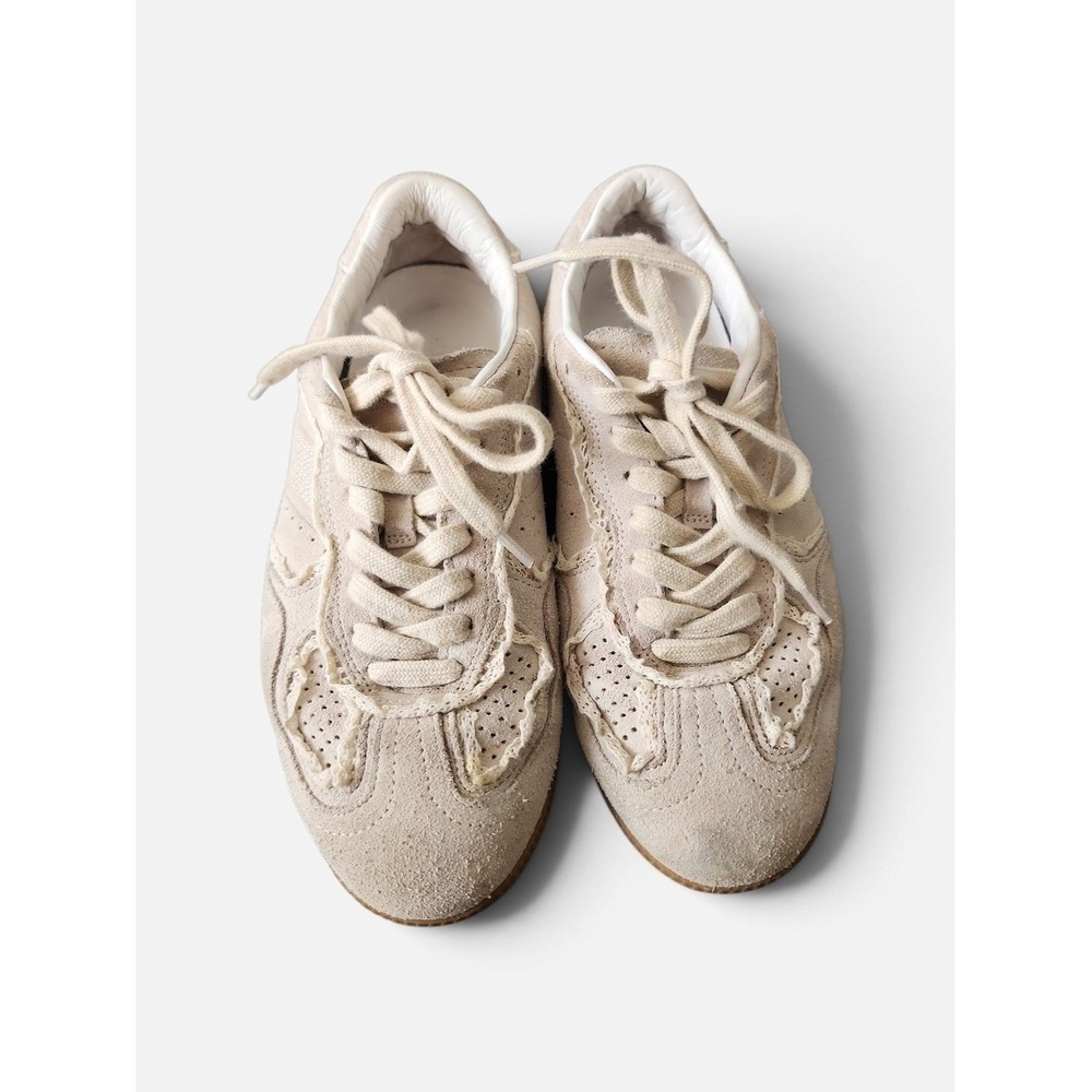 Alohas Tb. 490 Crochet Leather Suede Sneakers Women 6.5 Beige Gum Sole Neutral
